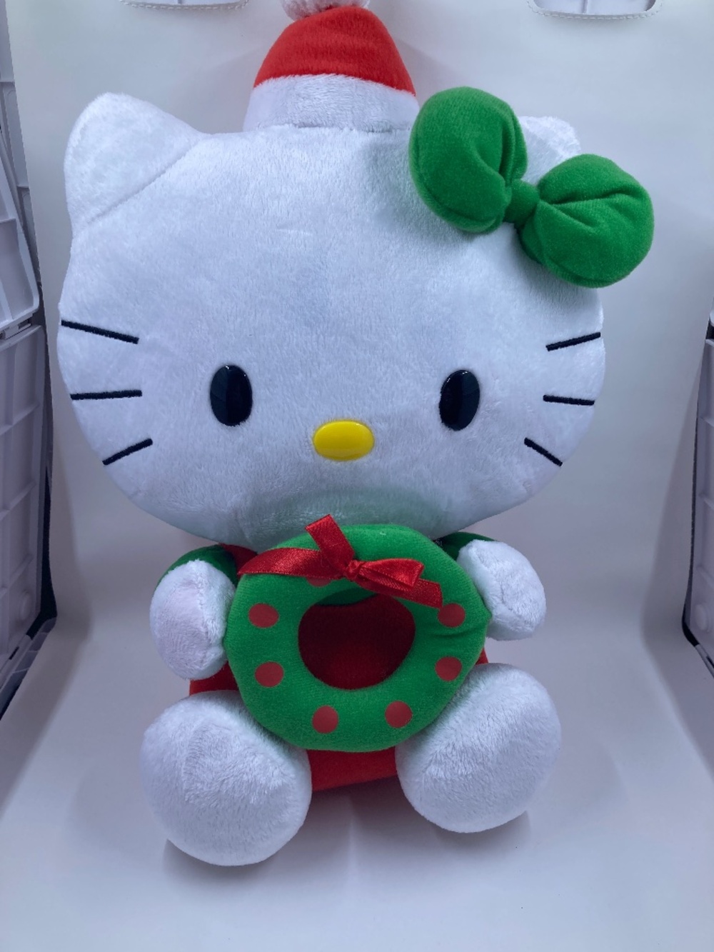 Hello Kitty Santa Hat with Wreath Plush 14" 2011 Sanrio TY Christmas
